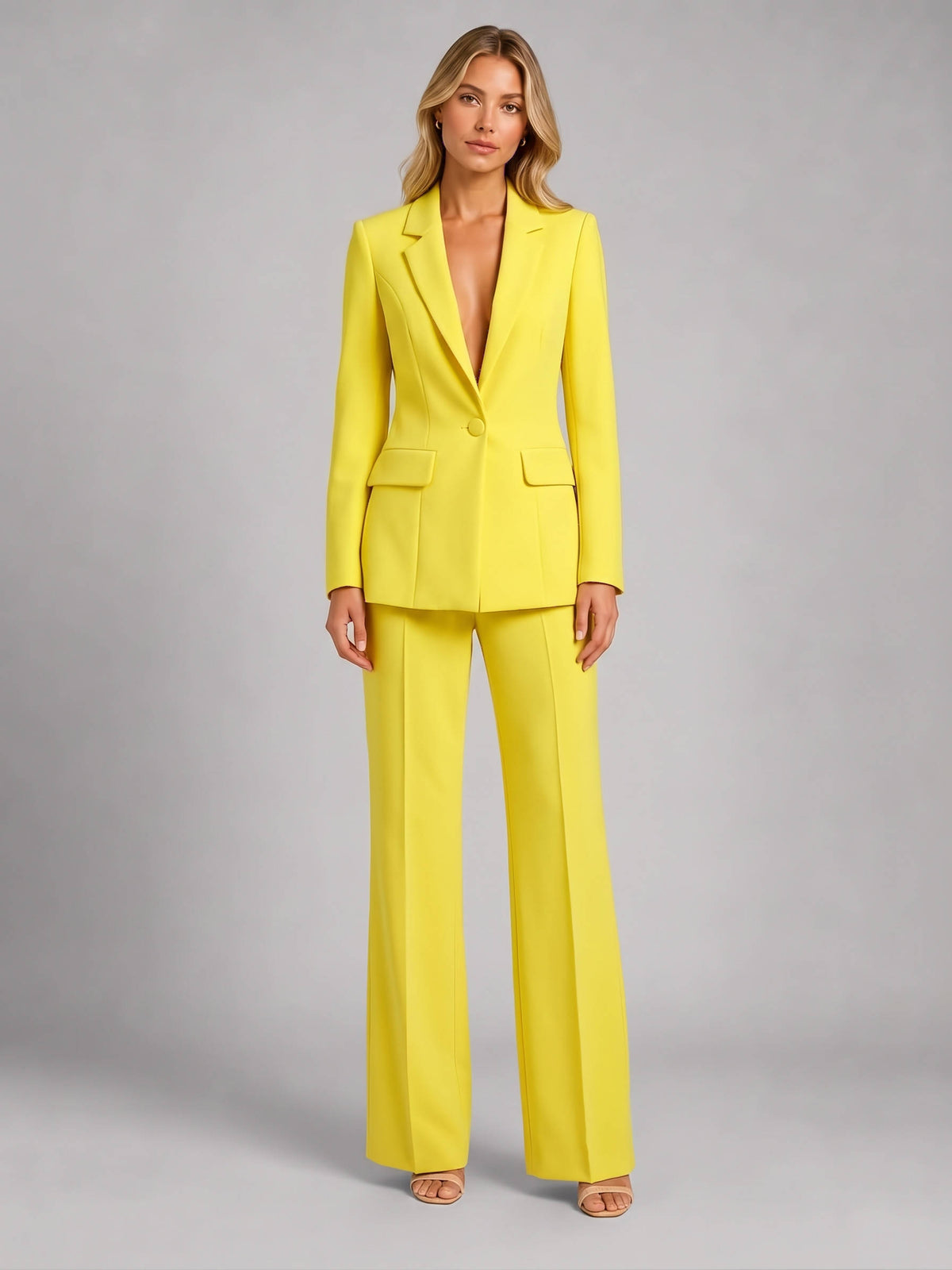 Women’s Tailored Blazer and Wide Leg Trousers Set, Smart Occasion Style