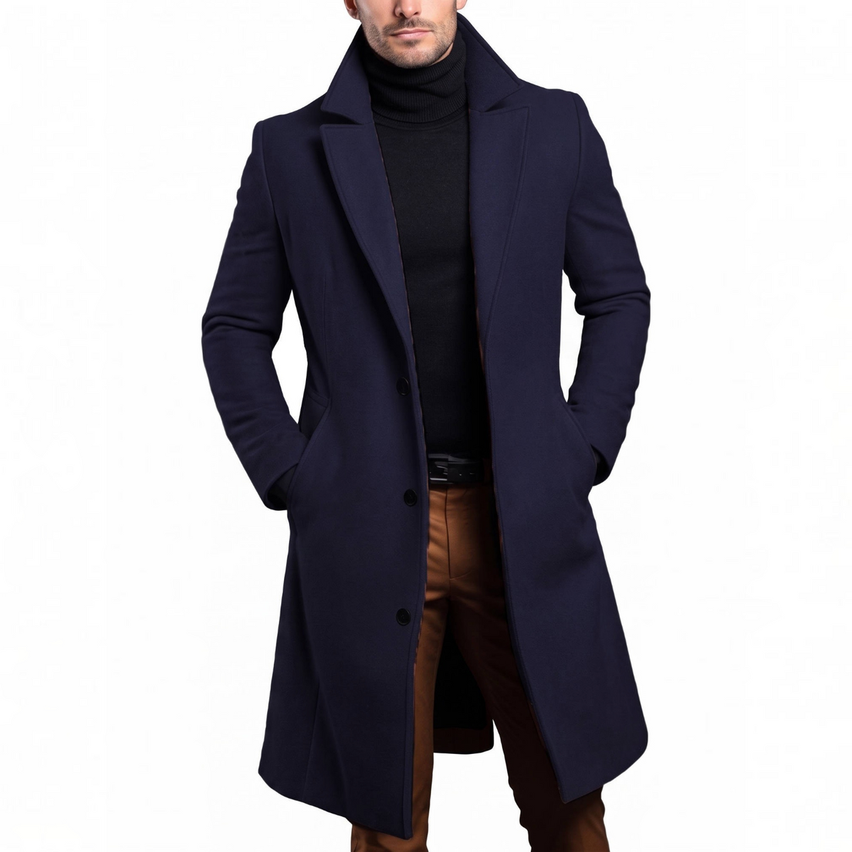 Mens Wool Overcoat, Classic Elegant Winter Coat, Warm Formal Outerwear