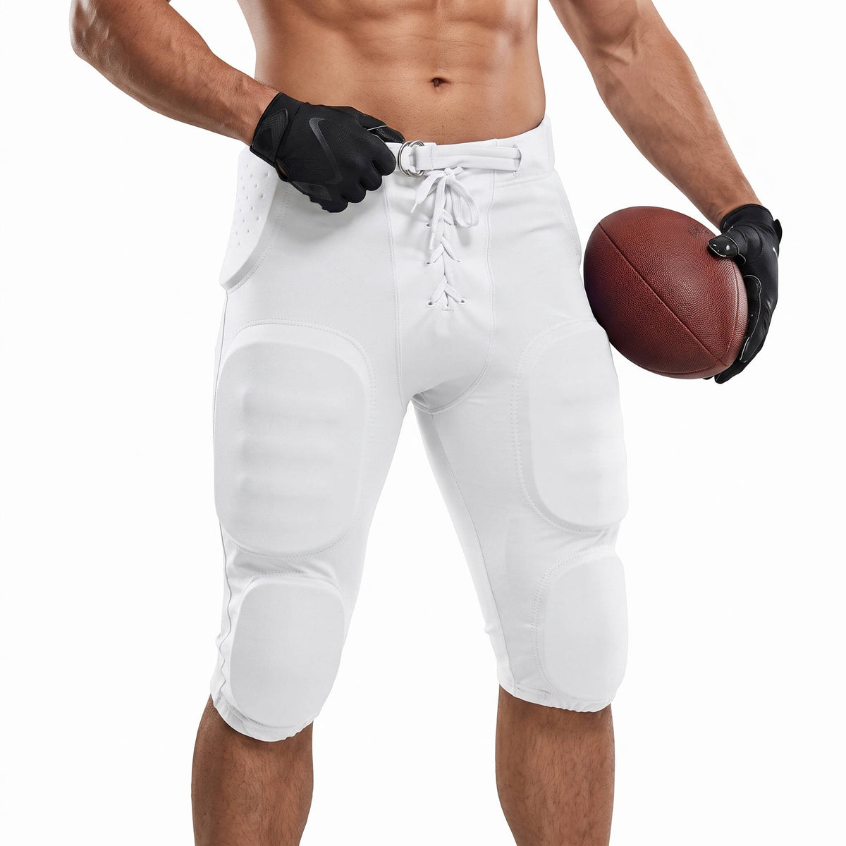 Mens Double Knit Integrated Football Practice Pants, Adult Padded Football Pants