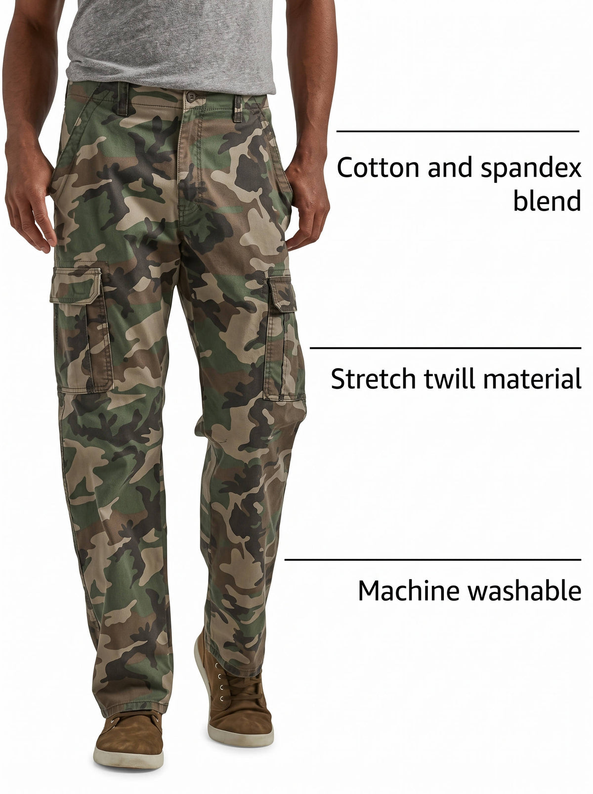 Mens Hunting Pants, Relaxed Fit Stretch Cargo Pants with Utility Pockets for Outdoor Hunting and Field Activities