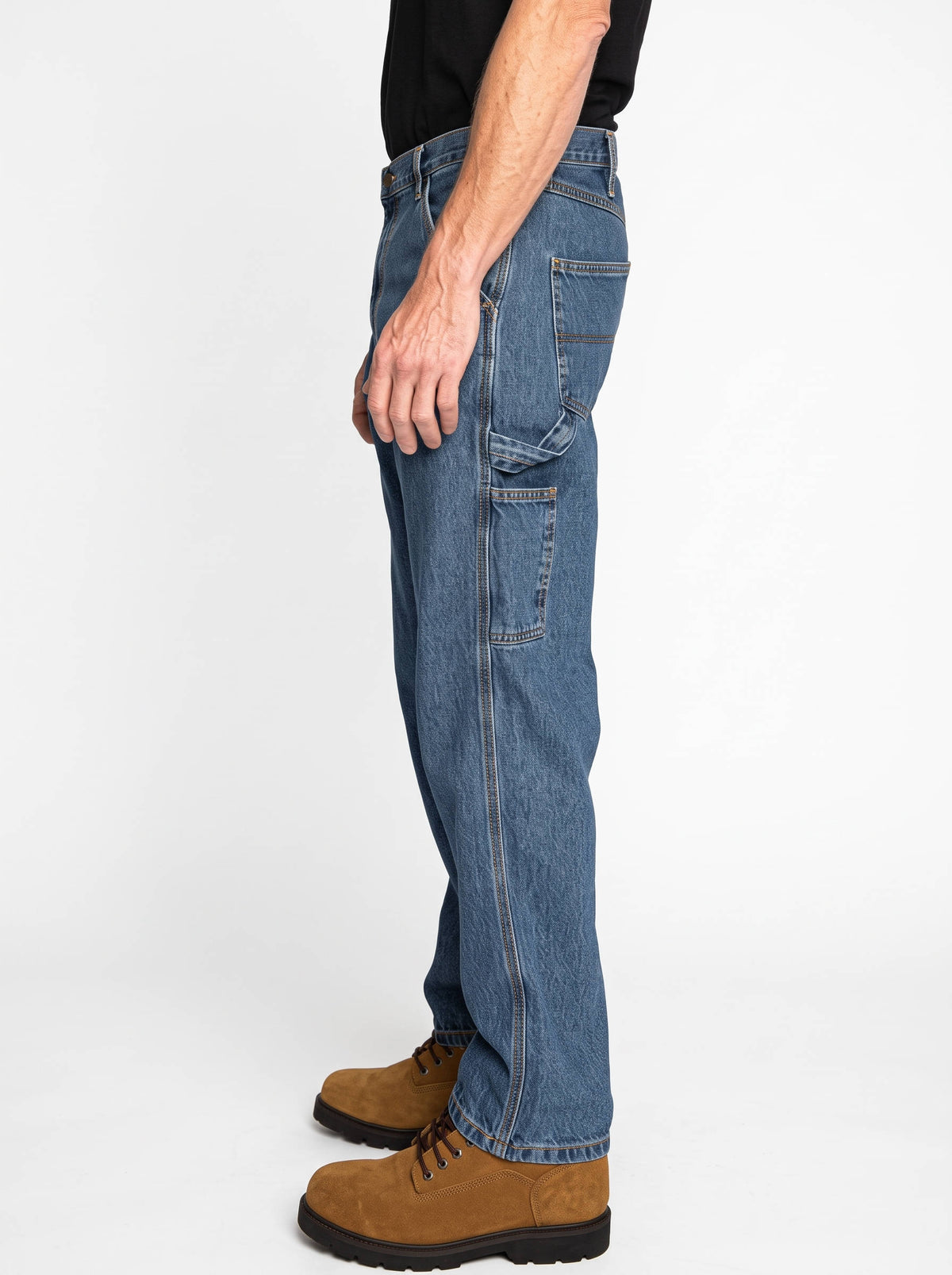 Mens Carpenter Jeans, Relaxed Fit Denim Pants, Utility Pocket and Hammer Loop Work Jeans