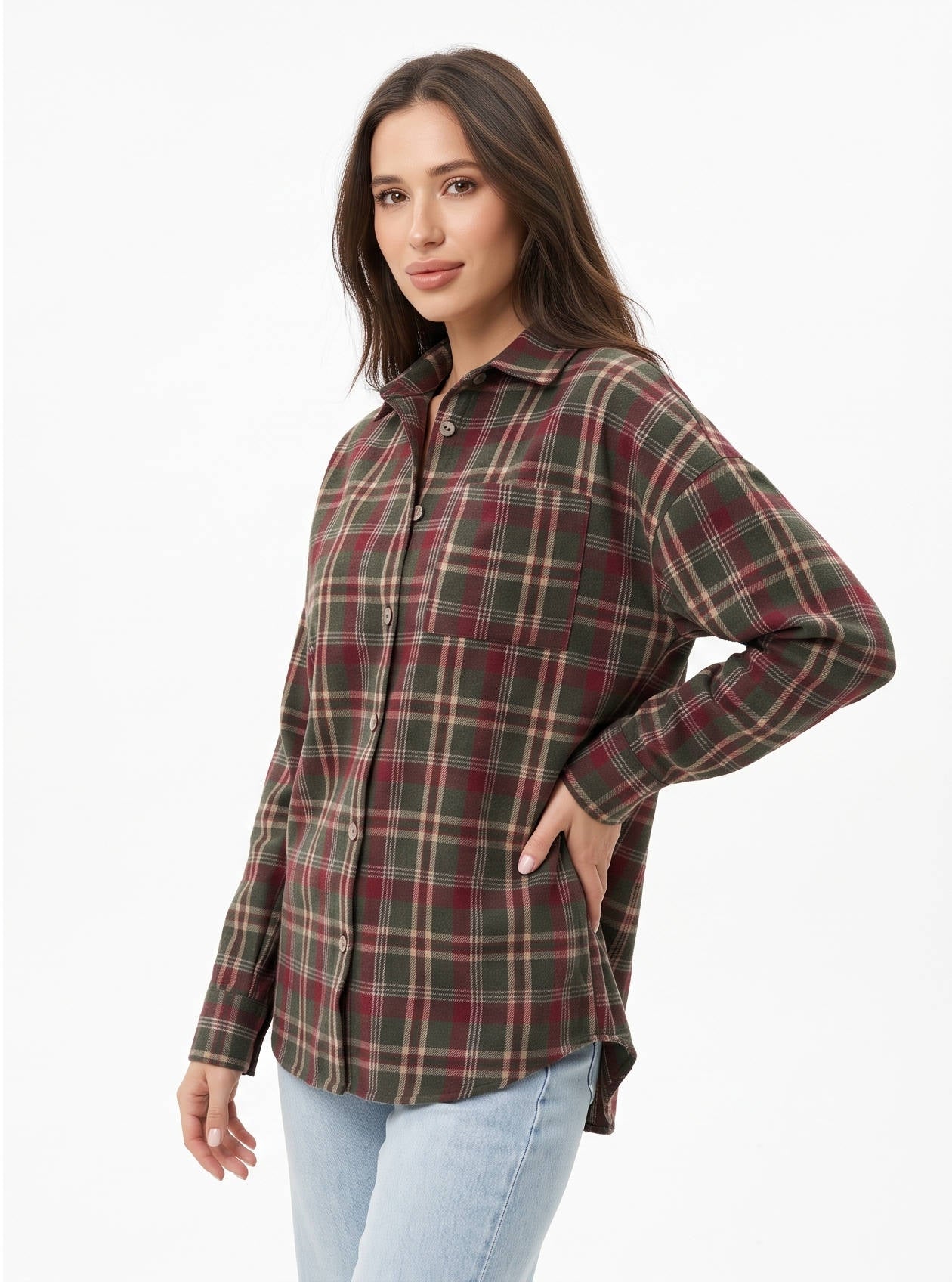 Plaid Flannel Shirts for Women, Buffalo Plaid Shirt, Oversized Long Sleeve Casual Button Down Blouse Top