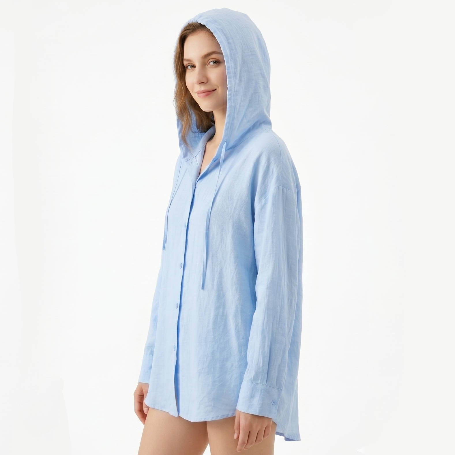 Lightweight Button Hoodie, Casual Hooded Sweatshirt for Daily Comfort and Style