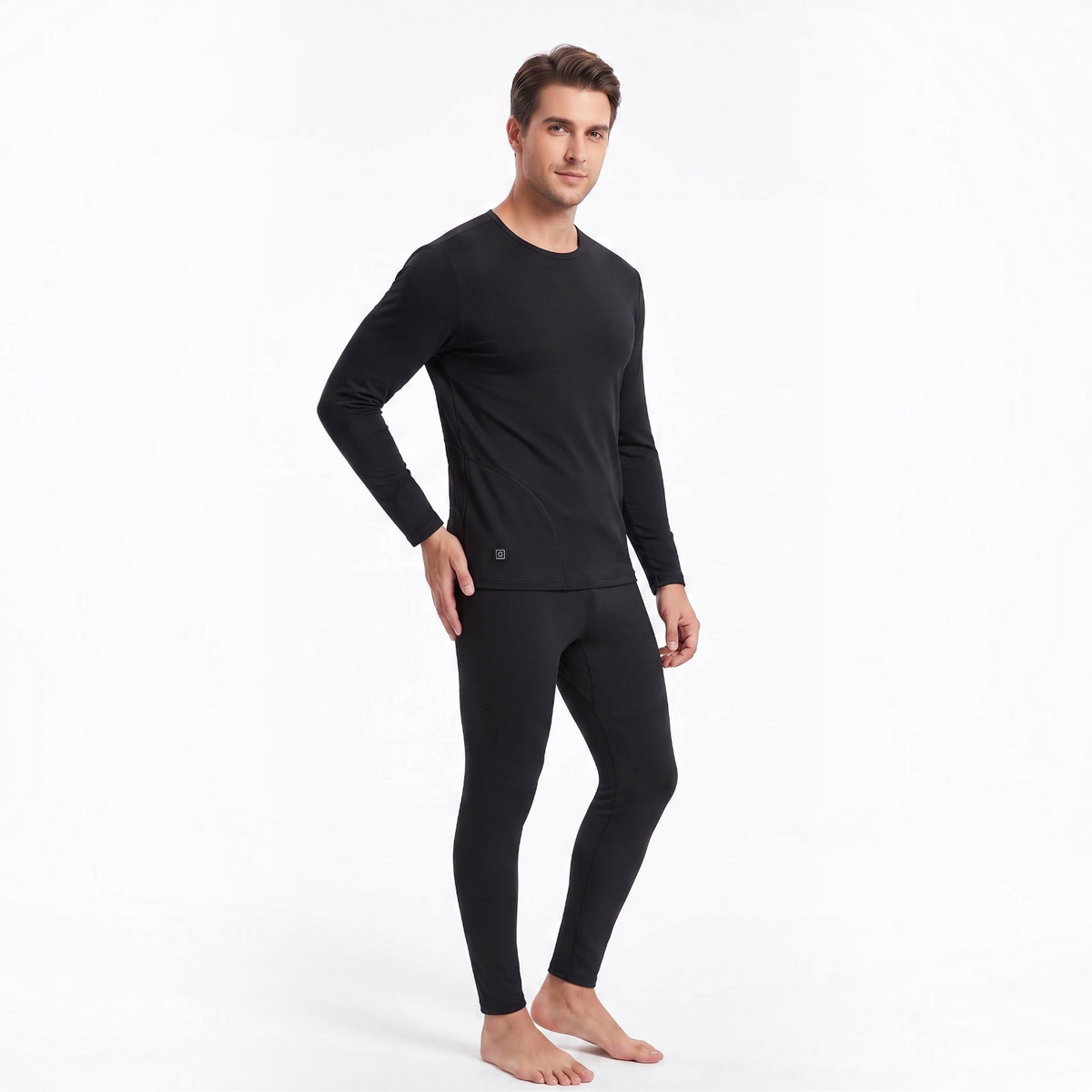 Men's Heated Thermal Underwear Set, 8 Heating Zones, Heated Shirt & Pants with 2×10000mAh Batteries
