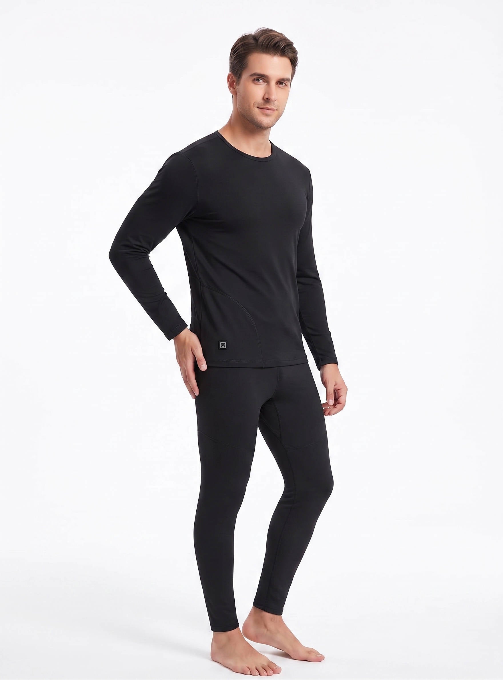 Men's Heated Thermal Underwear Set, 8 Heating Zones, Heated Shirt & Pants with 2×10000mAh Batteries