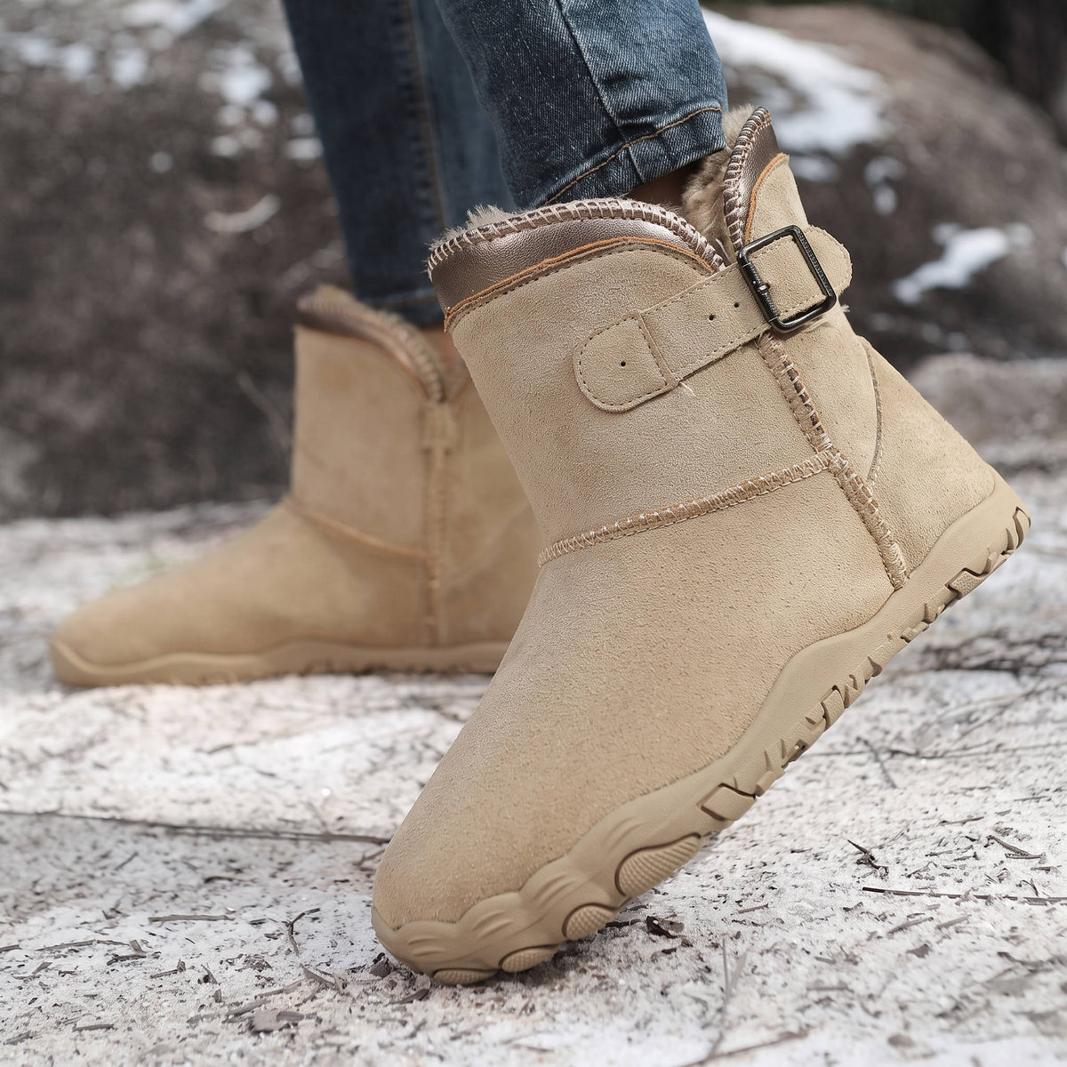 Winter Barefoot Boots, Waterproof Fur Lined Snow Boots with Wide Toe Box and Zero Drop Non Slip Sole for Men and Women