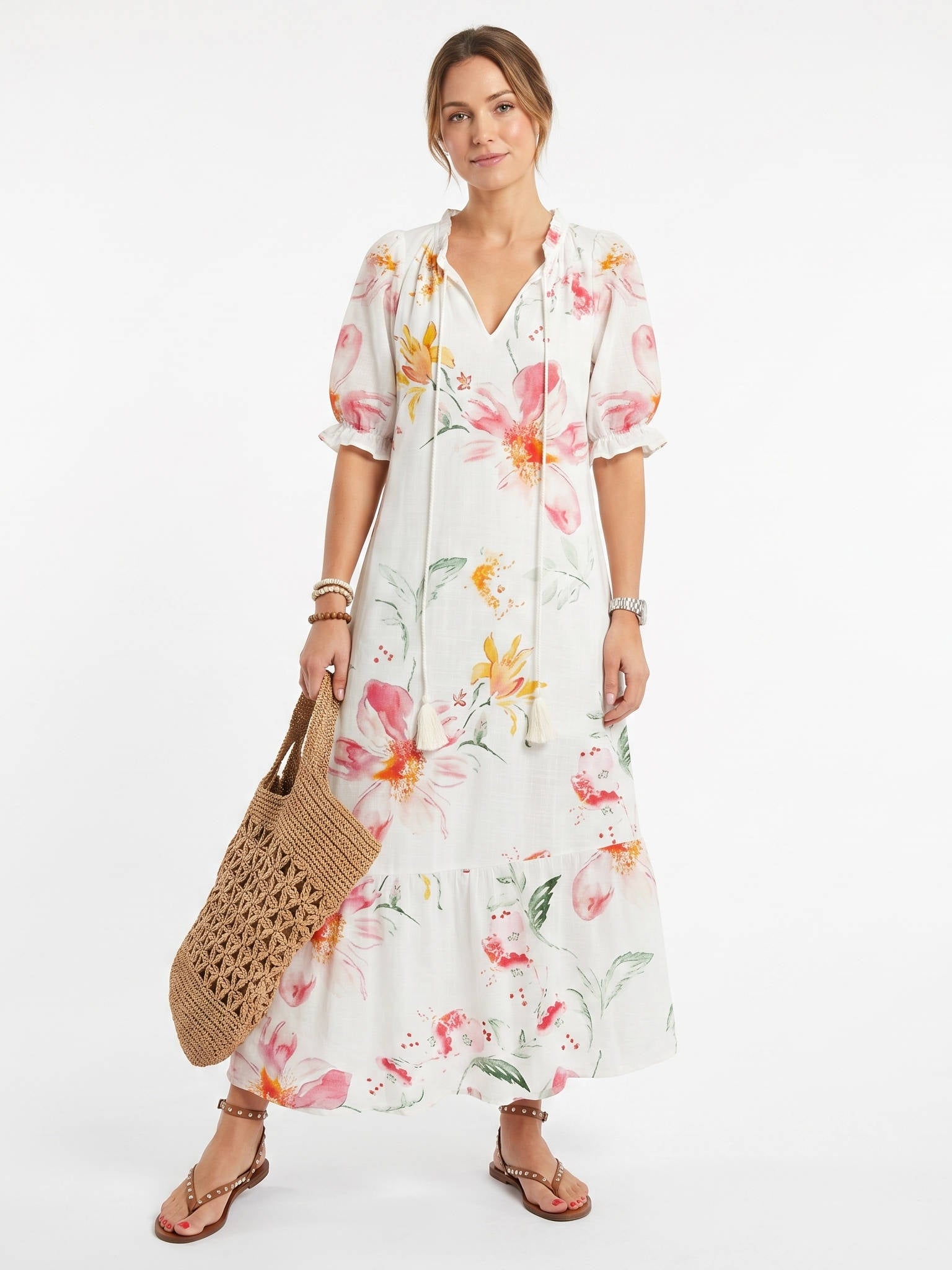 Boho Cover Up Dress, Flowy Casual Dress for Beach Travel and Daily Wear