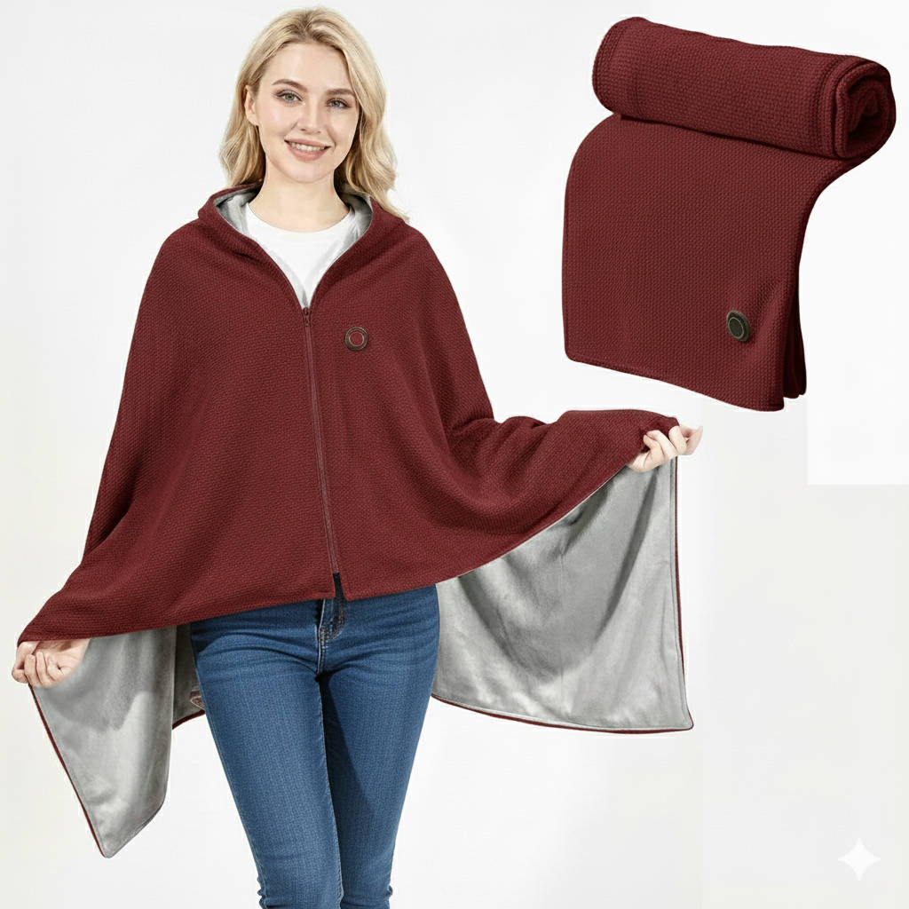 Electric Heating Shawl with 8-Zone Carbon Fiber and 3 Temperature Settings