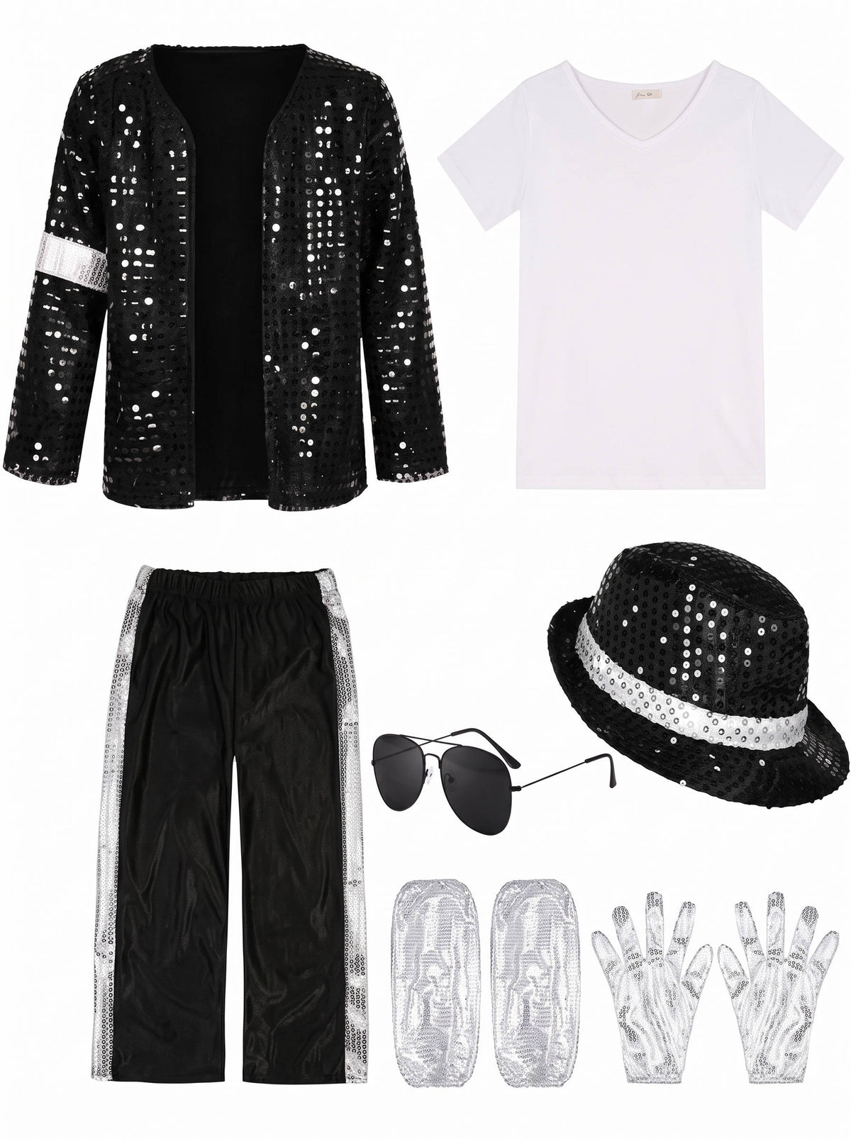 Kids Dance Star Costume for Boys, 80s 90s Pop Stage Halloween Outfit for Dance Parties and Costume Events