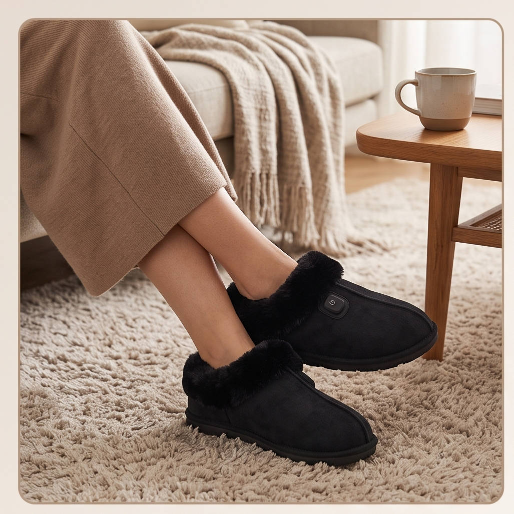 Heated Slippers, Rechargeable Electric Foot Warmer, 7.4V with 2500mAh Battery and Independent
