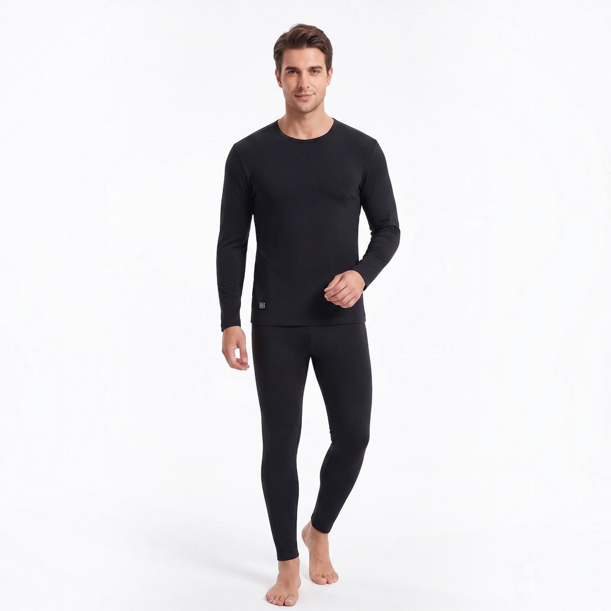 Mens Heated Thermal Underwear Set, 8 Heating Zones, Heated Shirt and Pants with 2x10000mAh Batteries