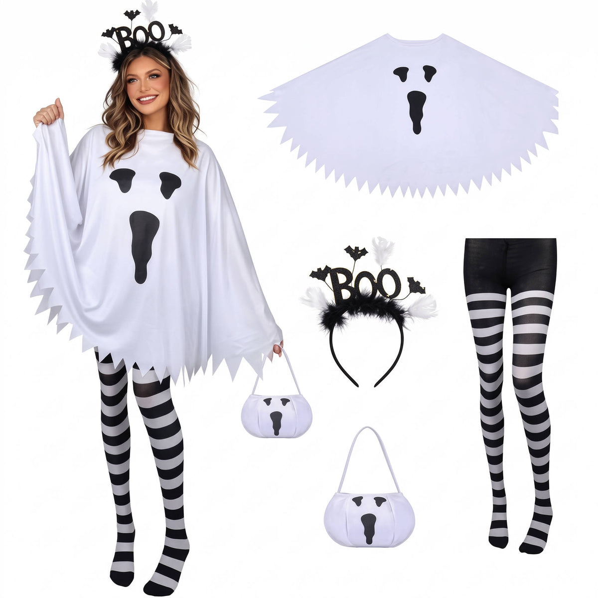 Halloween Costume for Women, Glow in the Dark Ghost Costume for Adults, Halloween Parties and Cosplay Events