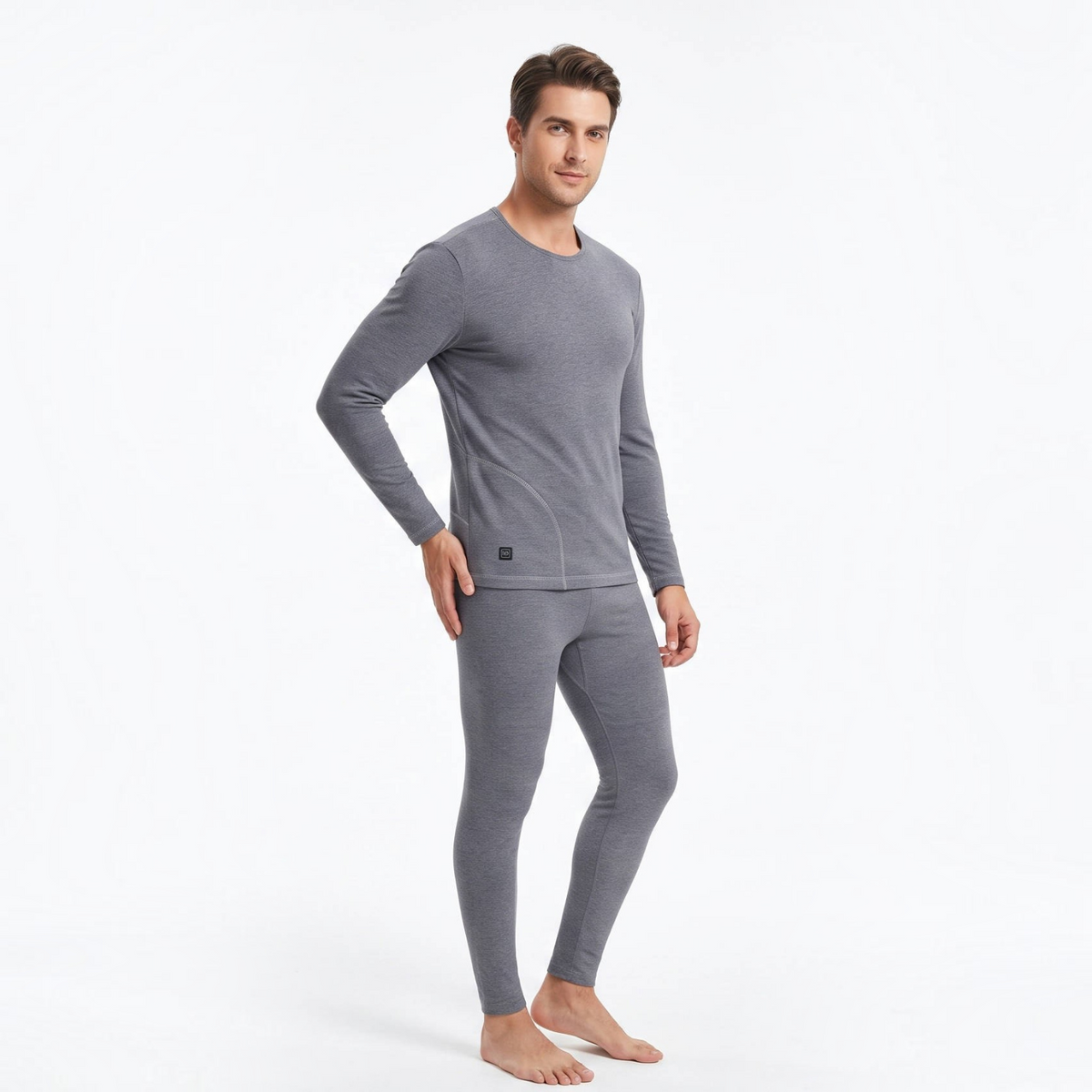 Mens Heated Thermal Underwear Set, 8 Heating Zones, Heated Shirt and Pants with 2x10000mAh Batteries