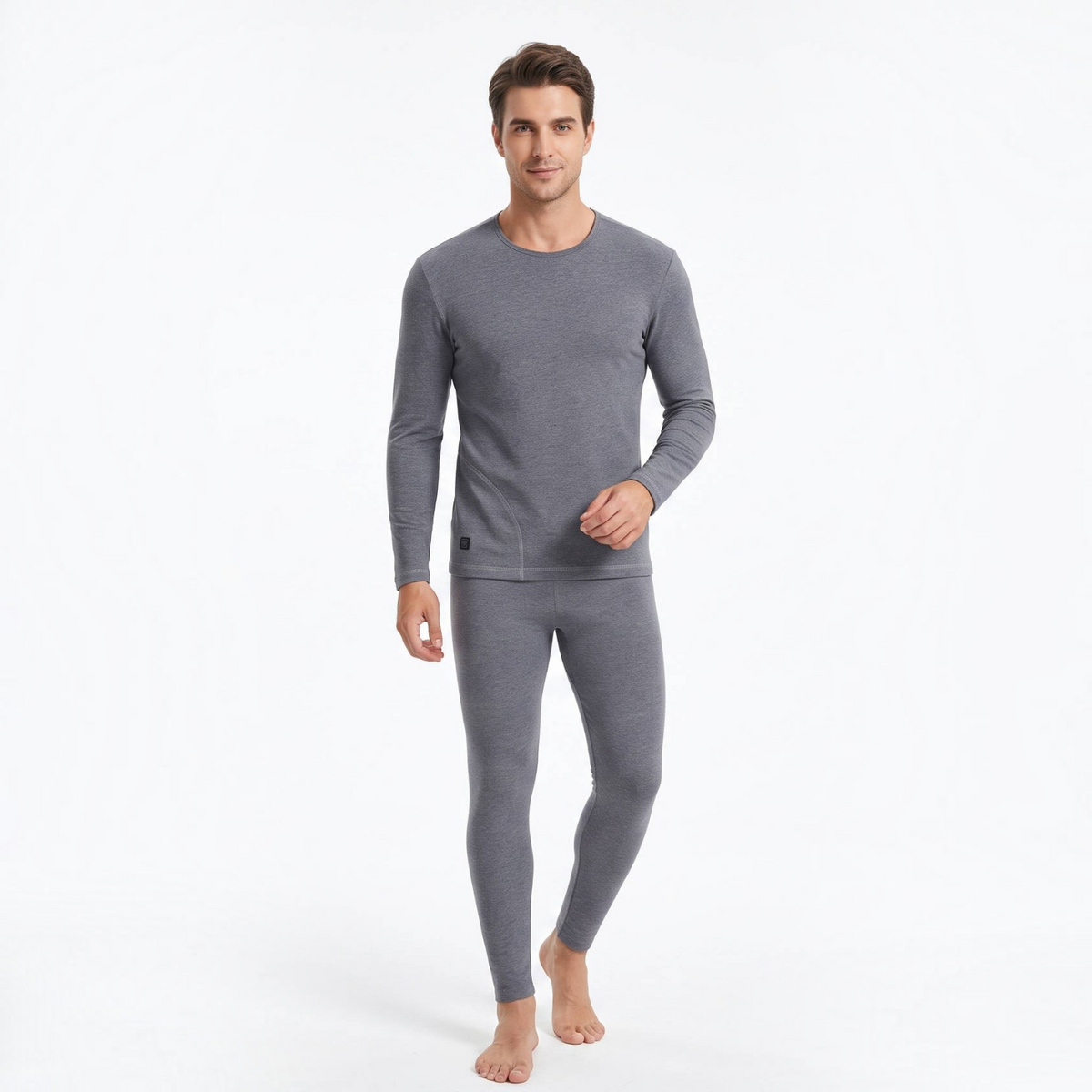 Mens Heated Thermal Underwear Set, 8 Heating Zones, Heated Shirt and Pants with 2x10000mAh Batteries