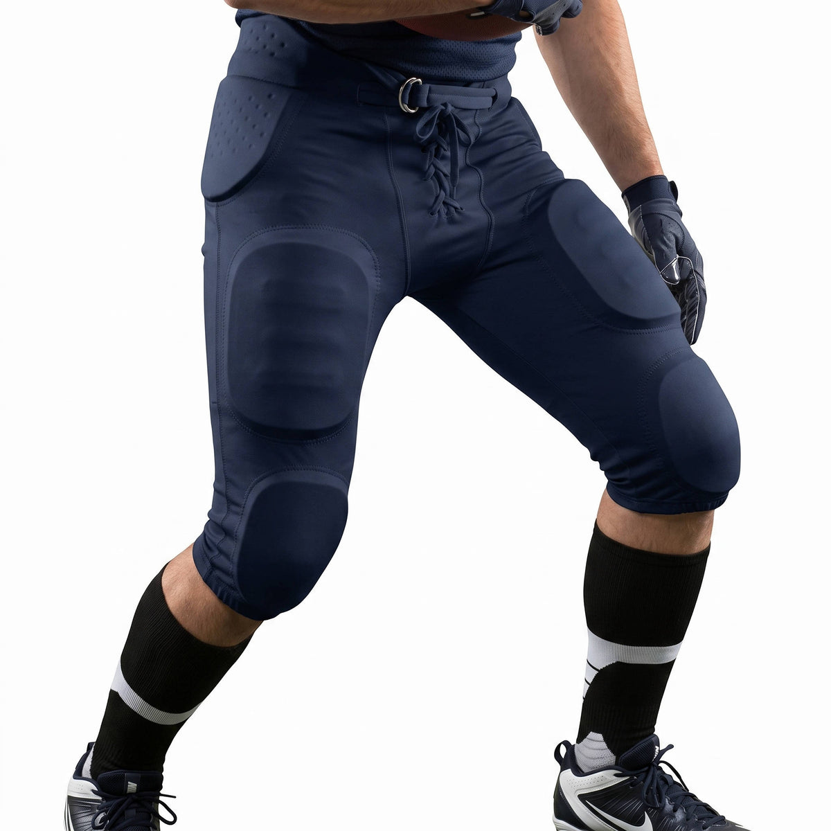 Mens Double Knit Integrated Football Practice Pants, Adult Padded Football Pants