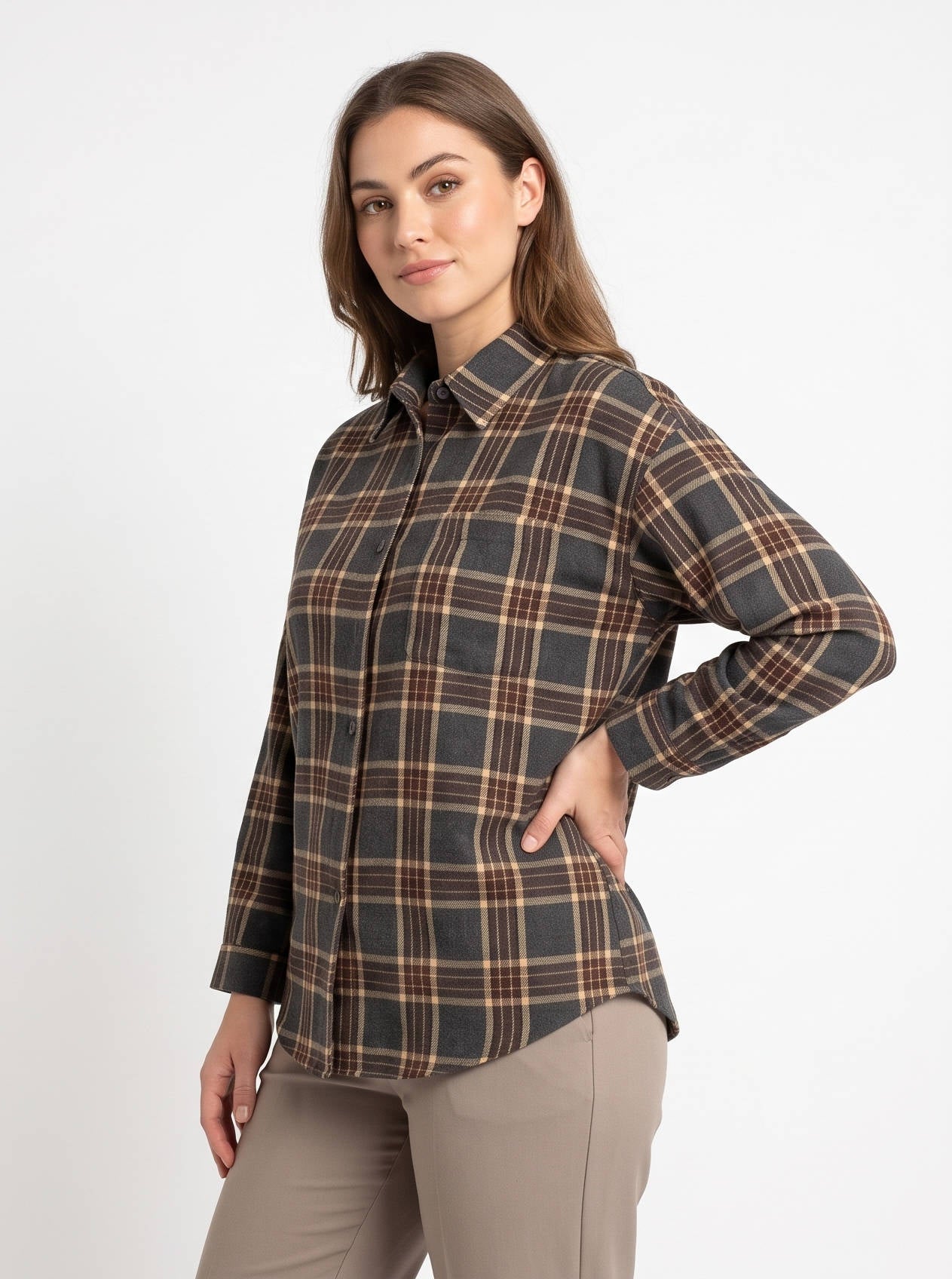 Plaid Flannel Shirts for Women, Buffalo Plaid Shirt, Oversized Long Sleeve Casual Button Down Blouse Top