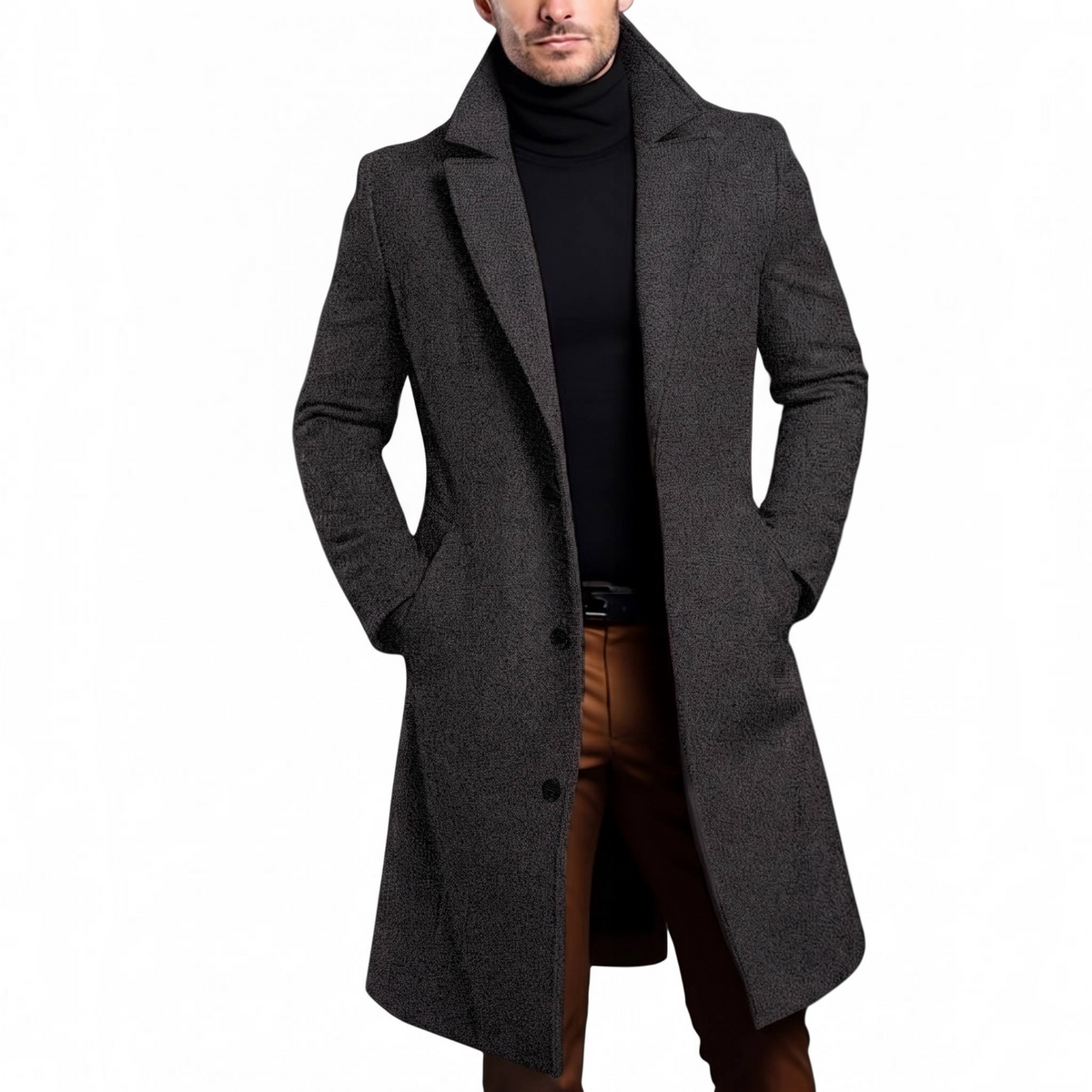 Mens Wool Overcoat, Classic Elegant Winter Coat, Warm Formal Outerwear