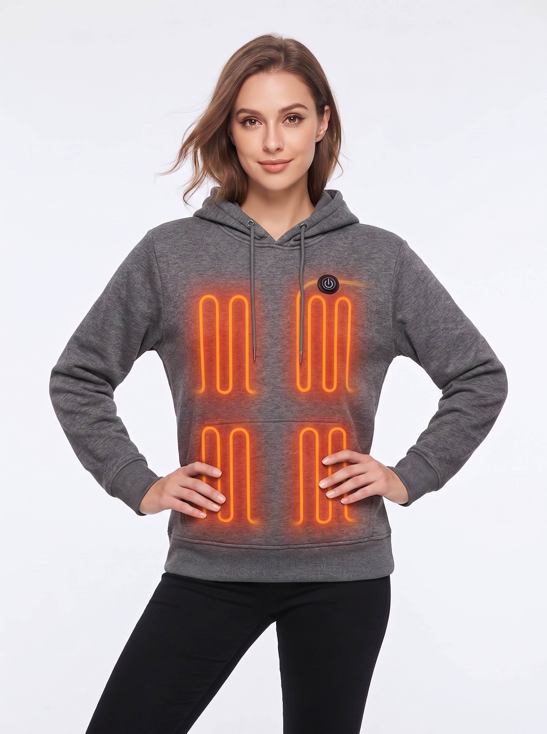 Unisex Heated Hoodie, Battery Powered Pullover Sweatshirt for Men & Women, Electric Heated Clothing