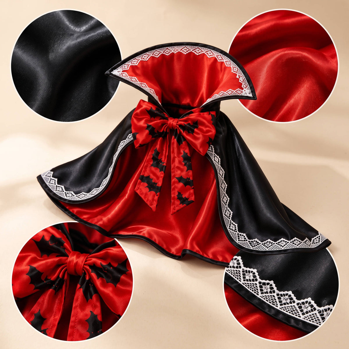 Halloween Vampire Dog Cape, Spooky Pet Costume for Dogs and Halloween Parties