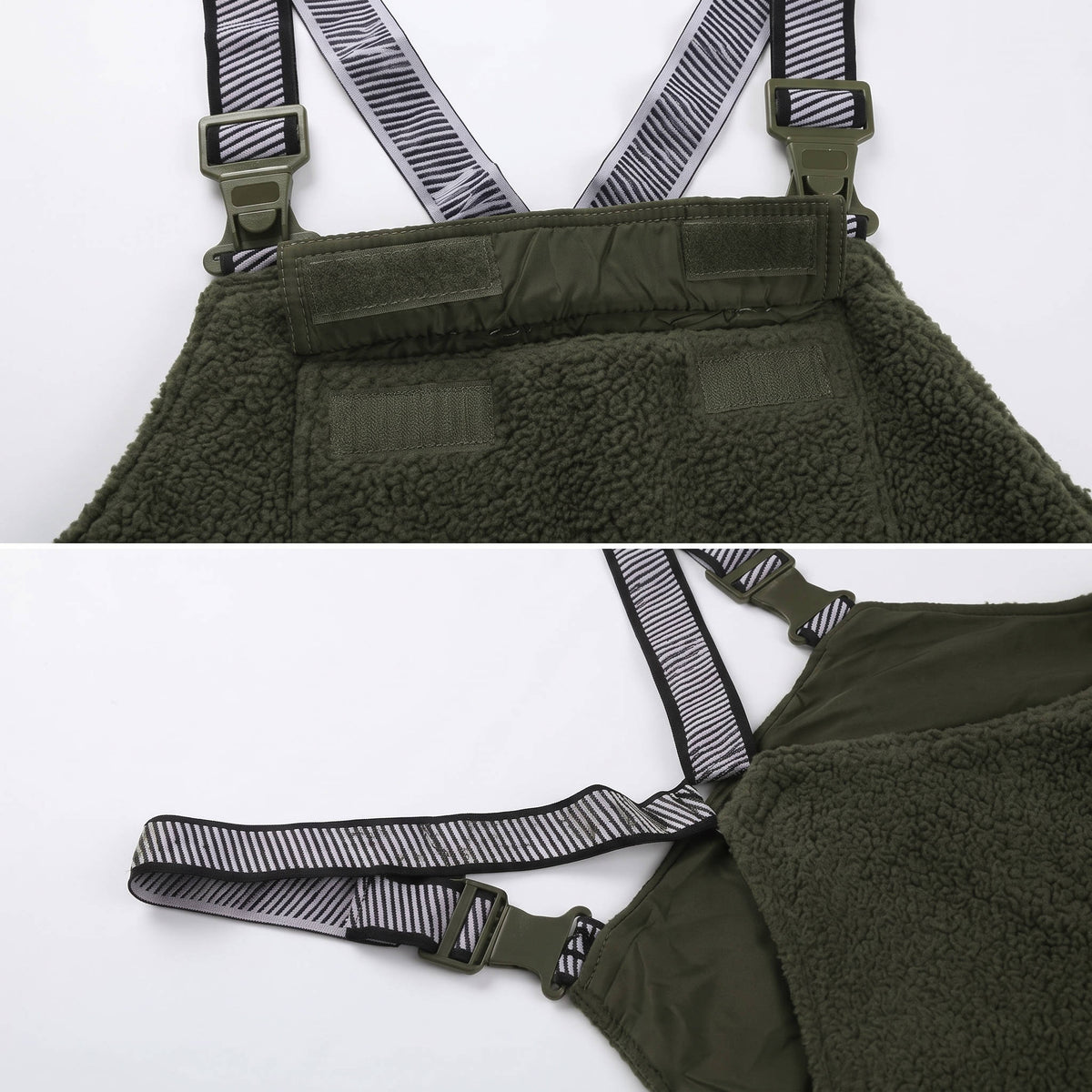 Womens Sherpa Overalls, Fleece Bib Pants, Loose Fit Thermal Jumpsuit with Adjustable Straps and Pockets