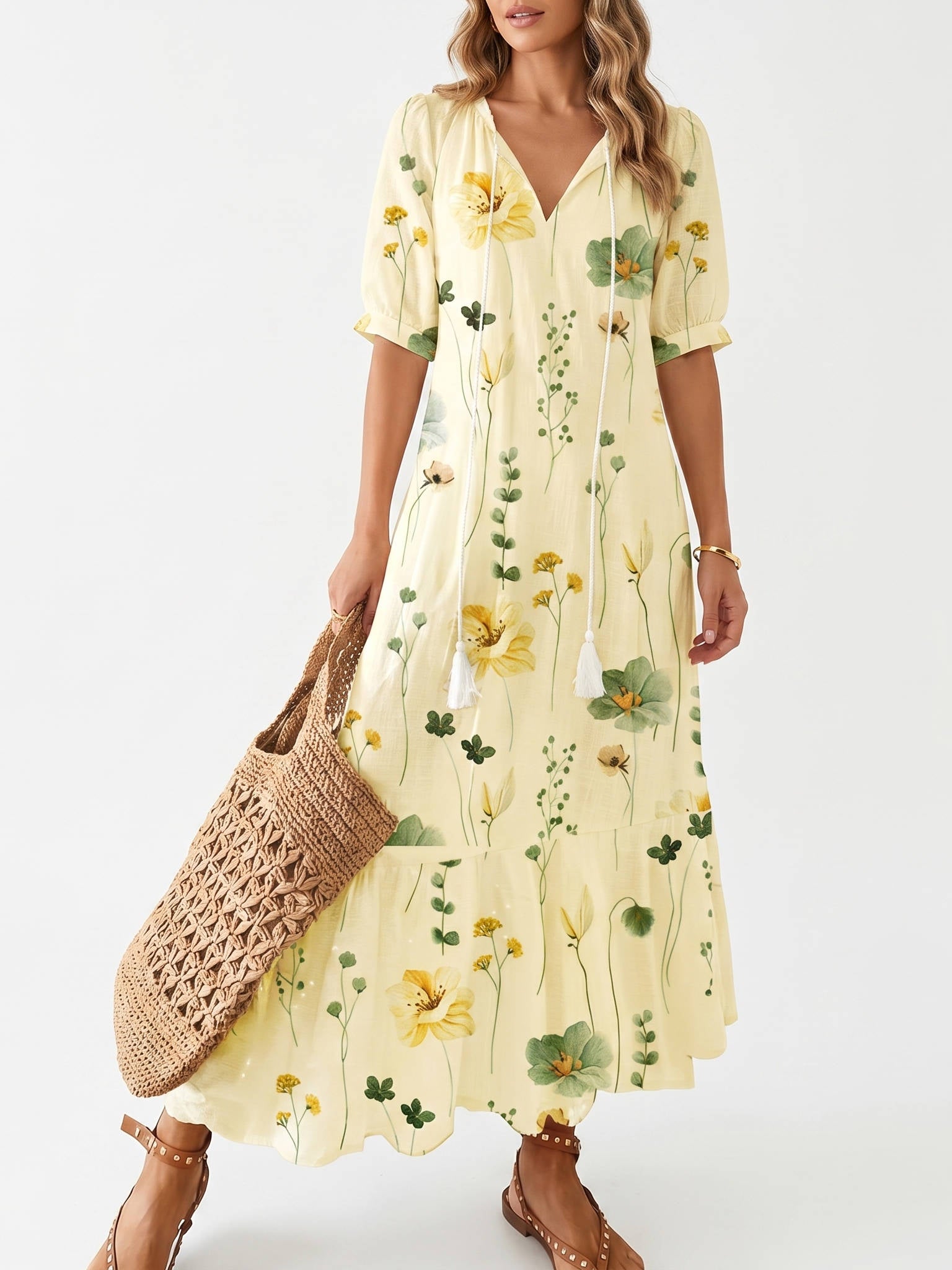 Boho Cover Up Dress, Flowy Casual Dress for Beach Travel and Daily Wear