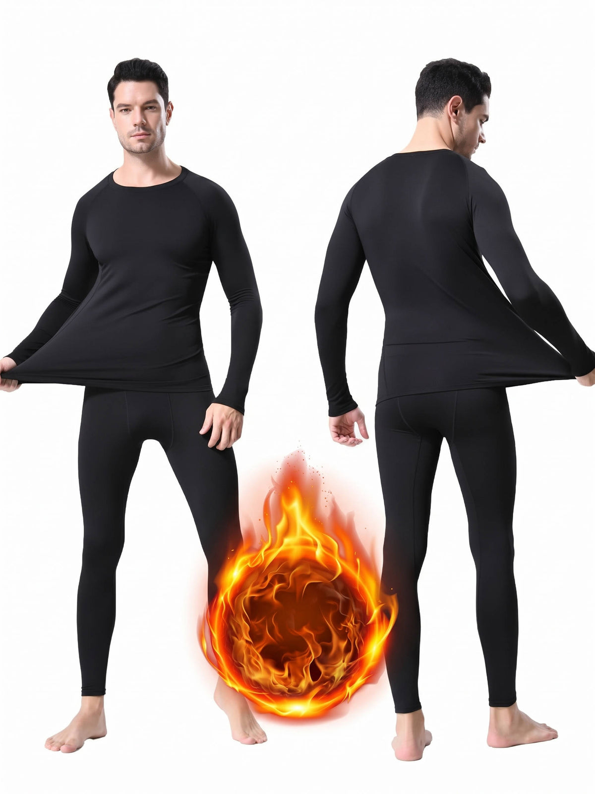 Mens Thermal Underwear, Fleece Lined Long Johns Set for Winter Cold Weather, Warm Base Layer for Outdoor Activities