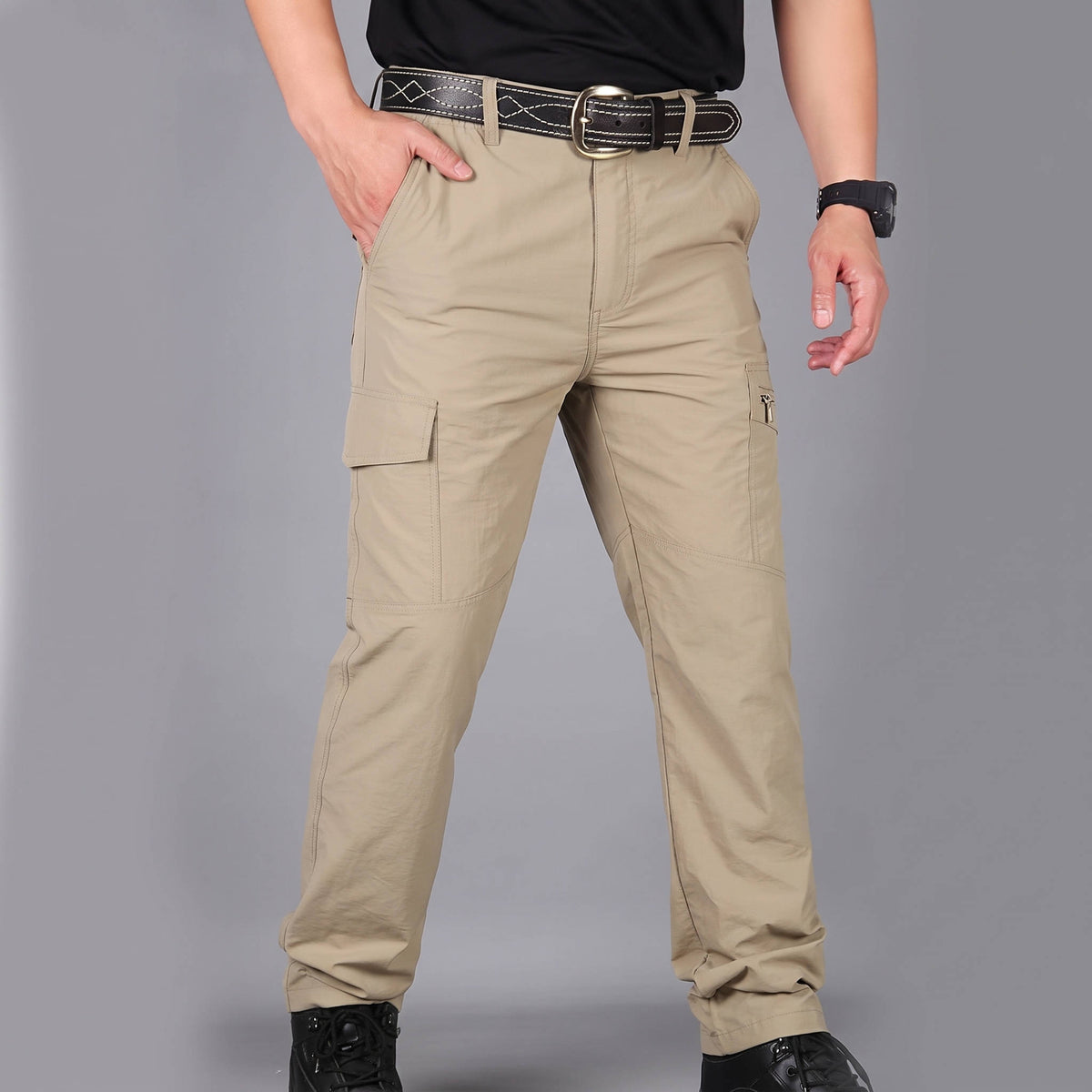 Mens Weatherproof Work Pants, Waterproof Lightweight Cargo Pants, Durable Outdoor Utility Trousers