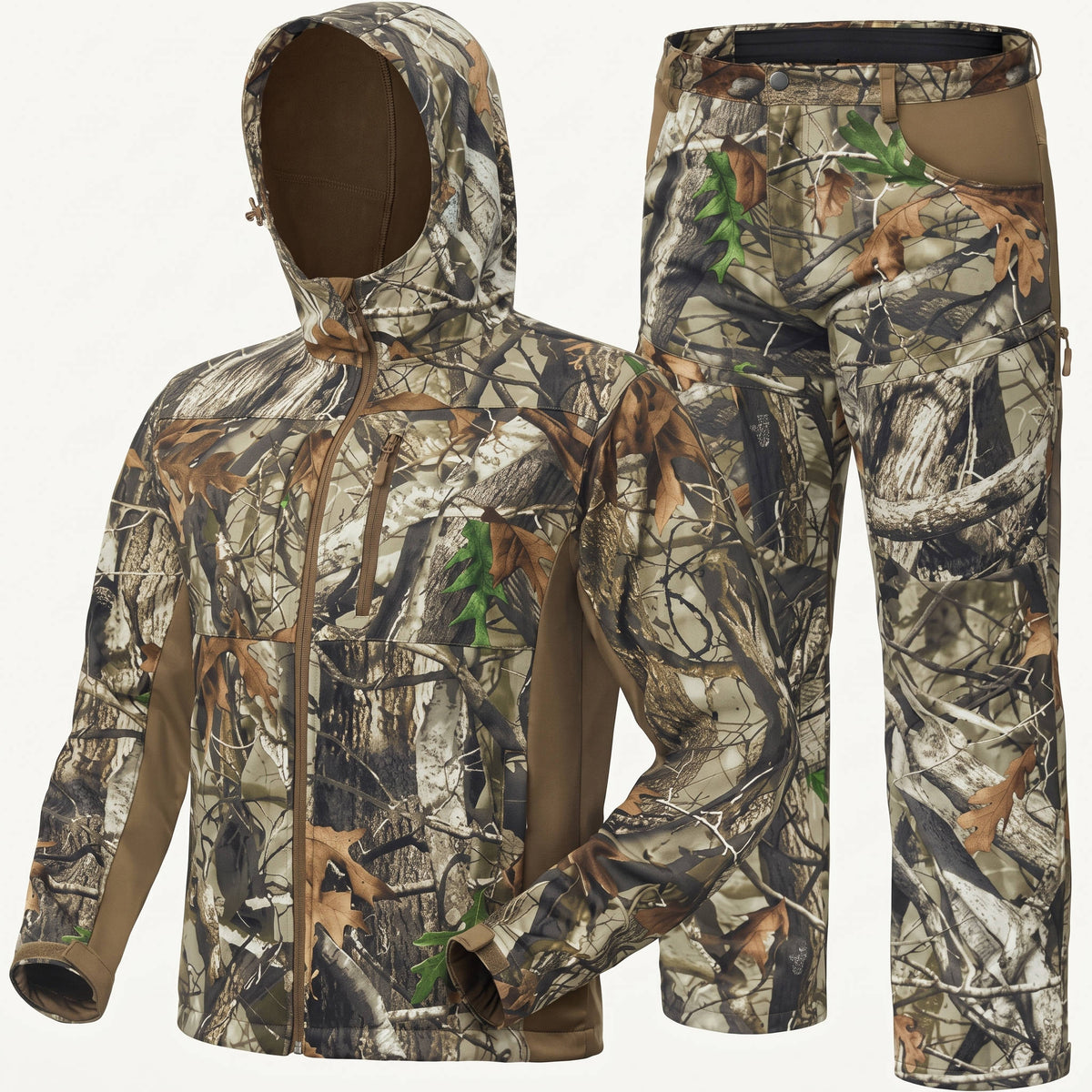 Mens Hunting Pants and Jacket, Silent Fleece Lined Hunting Clothing for Outdoor Hunting and Cold Weather
