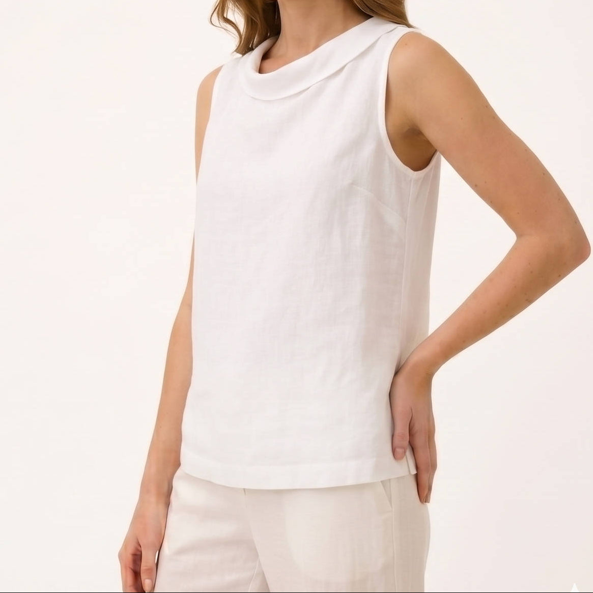 Sleeveless Roll Collar Top, Elegant Casual Womens Top for Daily Fashion