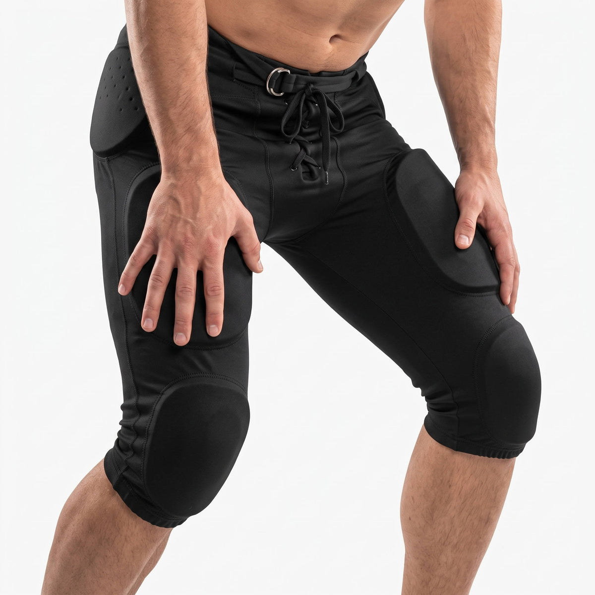 Mens Double Knit Integrated Football Practice Pants, Adult Padded Football Pants