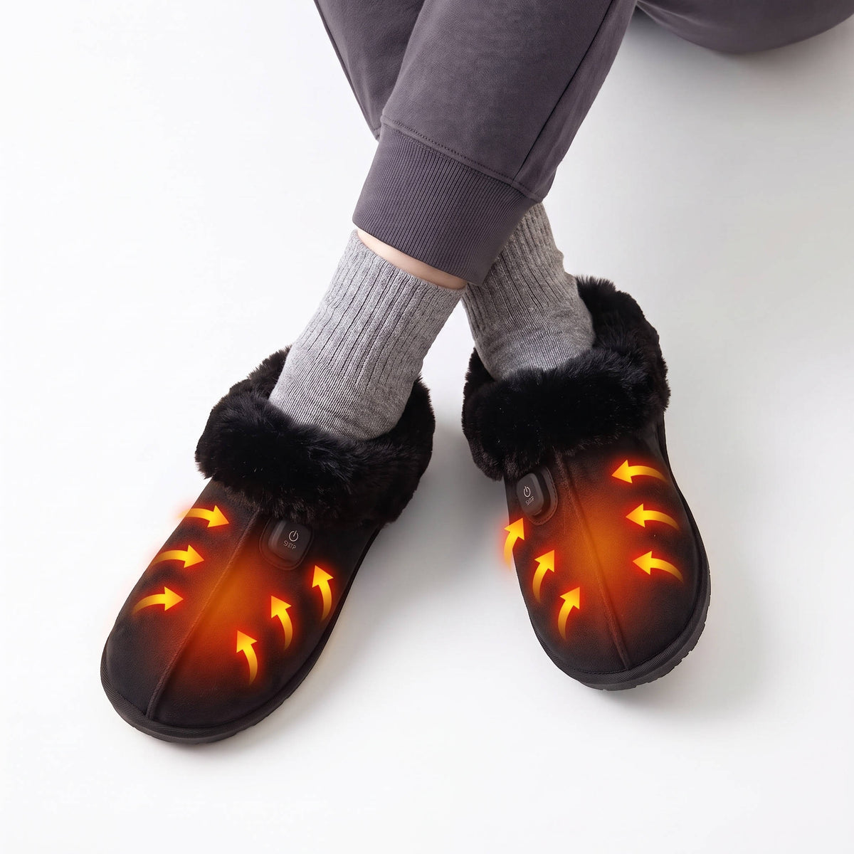 Heated Slippers, Rechargeable Electric Foot Warmer, 7.4V with 2500mAh Battery and Independent