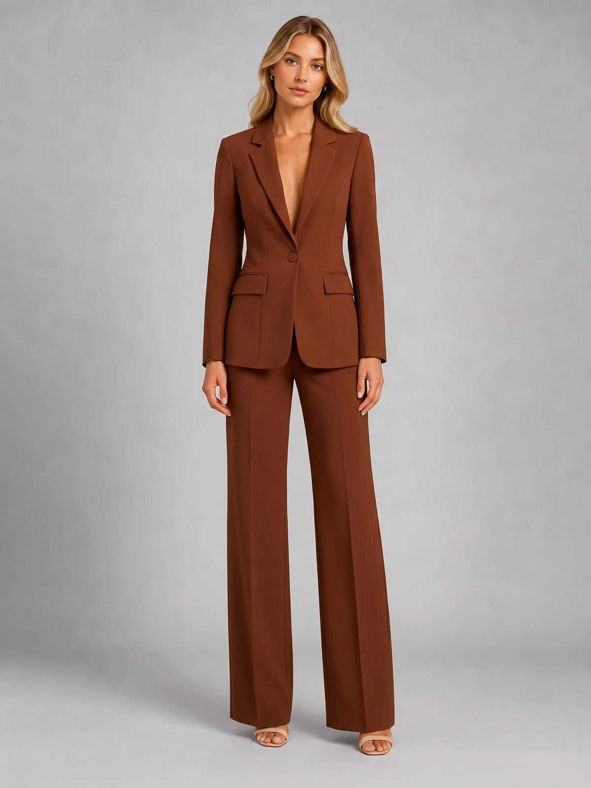 Women’s Tailored Blazer and Wide Leg Trousers Set, Smart Occasion Style