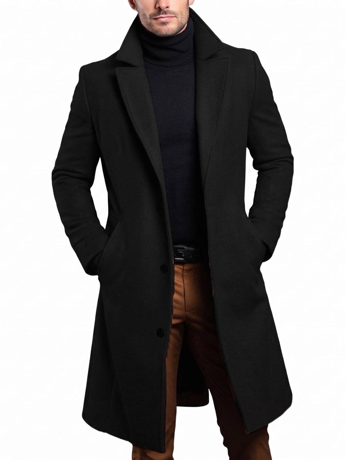 Men's Wool Overcoat, Classic Elegant Winter Coat, Warm Formal Outerwear