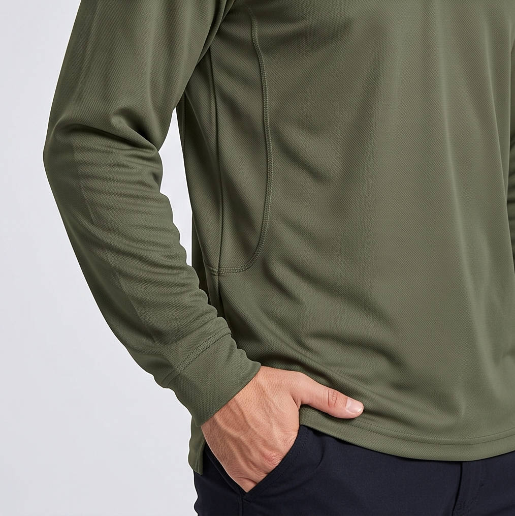 Mens Polo Shirts, Quick Dry Long Sleeve Tactical Golf Shirt, 3 Button Pique Jersey Performance Shirt
