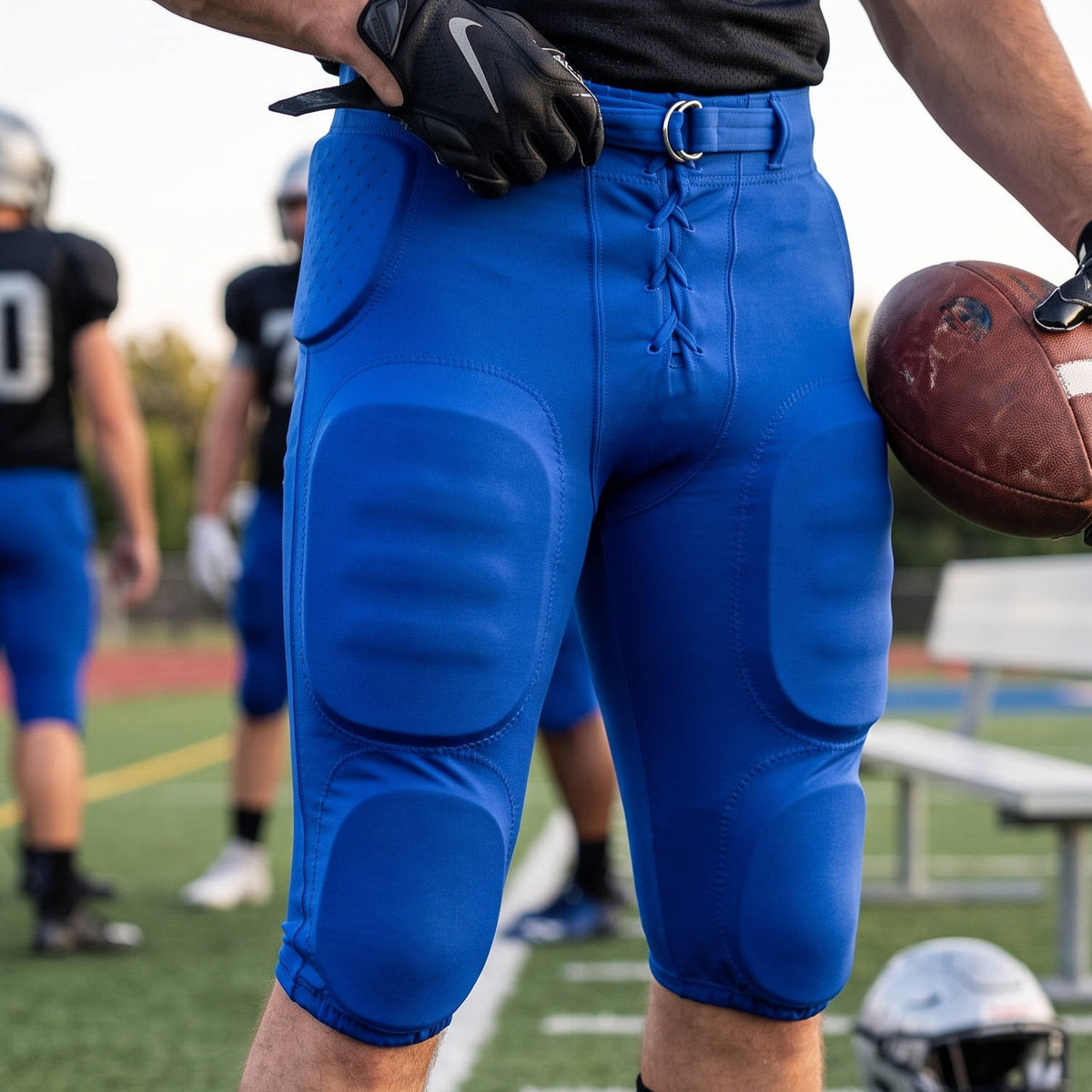 Mens Double Knit Integrated Football Practice Pants, Adult Padded Football Pants