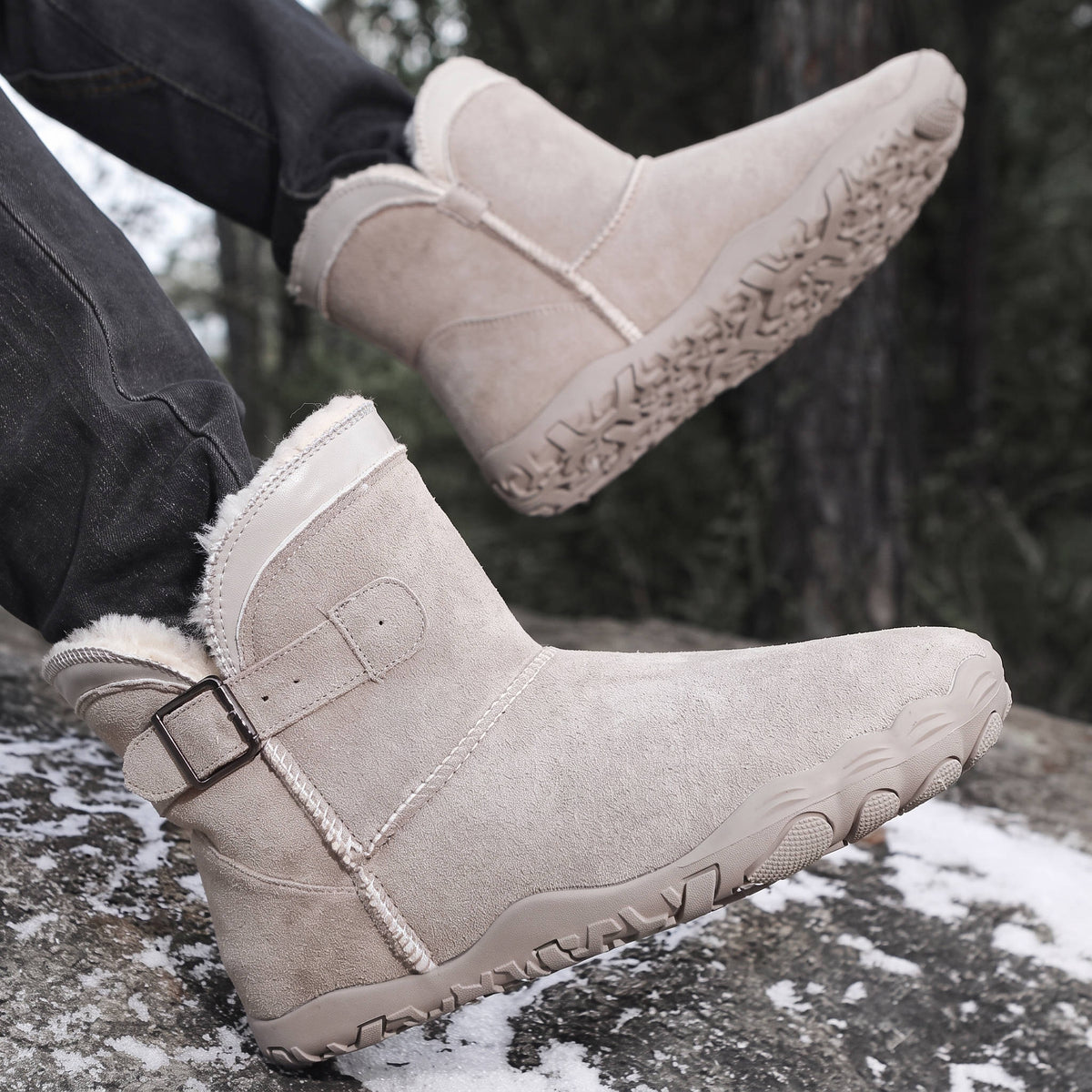 Winter Barefoot Boots, Waterproof Fur Lined Snow Boots with Wide Toe Box and Zero Drop Non Slip Sole for Men and Women