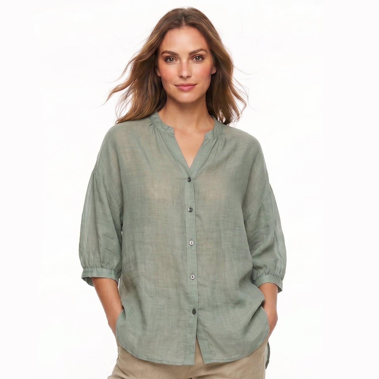 Vintage Button Detail Blouse, Stylish Women’s Casual Top for Daily Fashion
