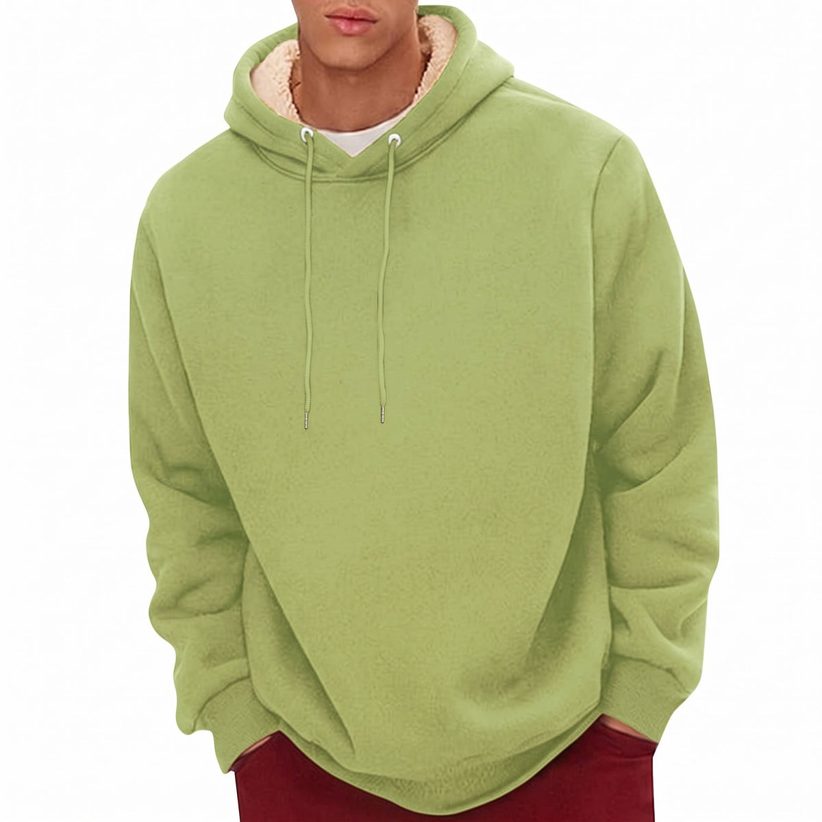 Mens Sherpa Hoodie, Heavyweight Fleece Lined Winter Sweatshirt with Kangaroo Pocket for Cold Weather Warmth