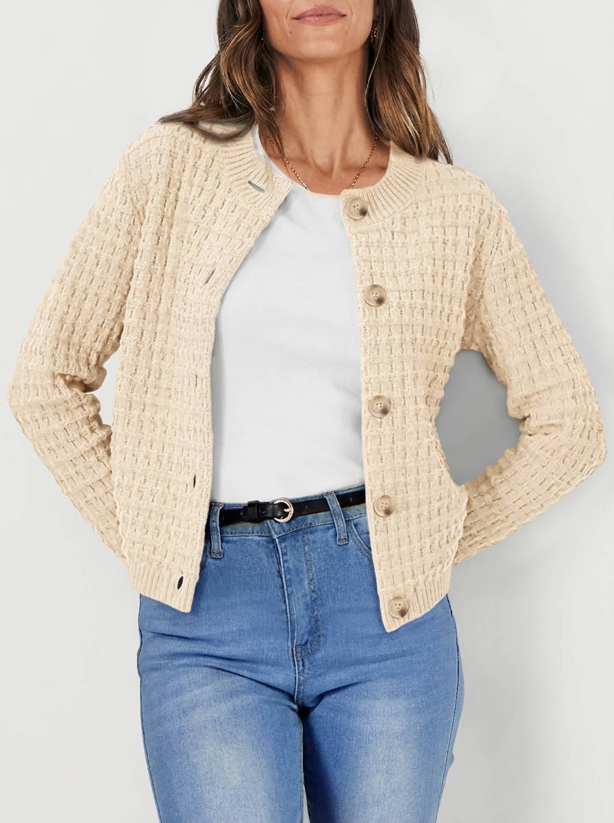 Womens Fall Lightweight Cardigan Sweater, Cozy Knit Cotton Long Sleeve Button Up Open Front