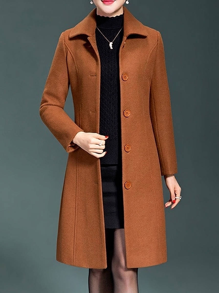 Womens Long Wool Trench Coat, Thick Winter Overcoat, Warm Outerwear