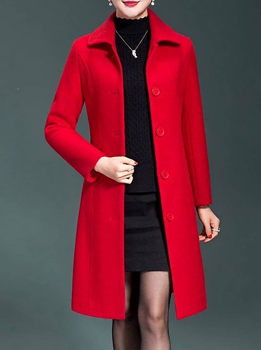 Womens Long Wool Trench Coat, Thick Winter Overcoat, Warm Outerwear