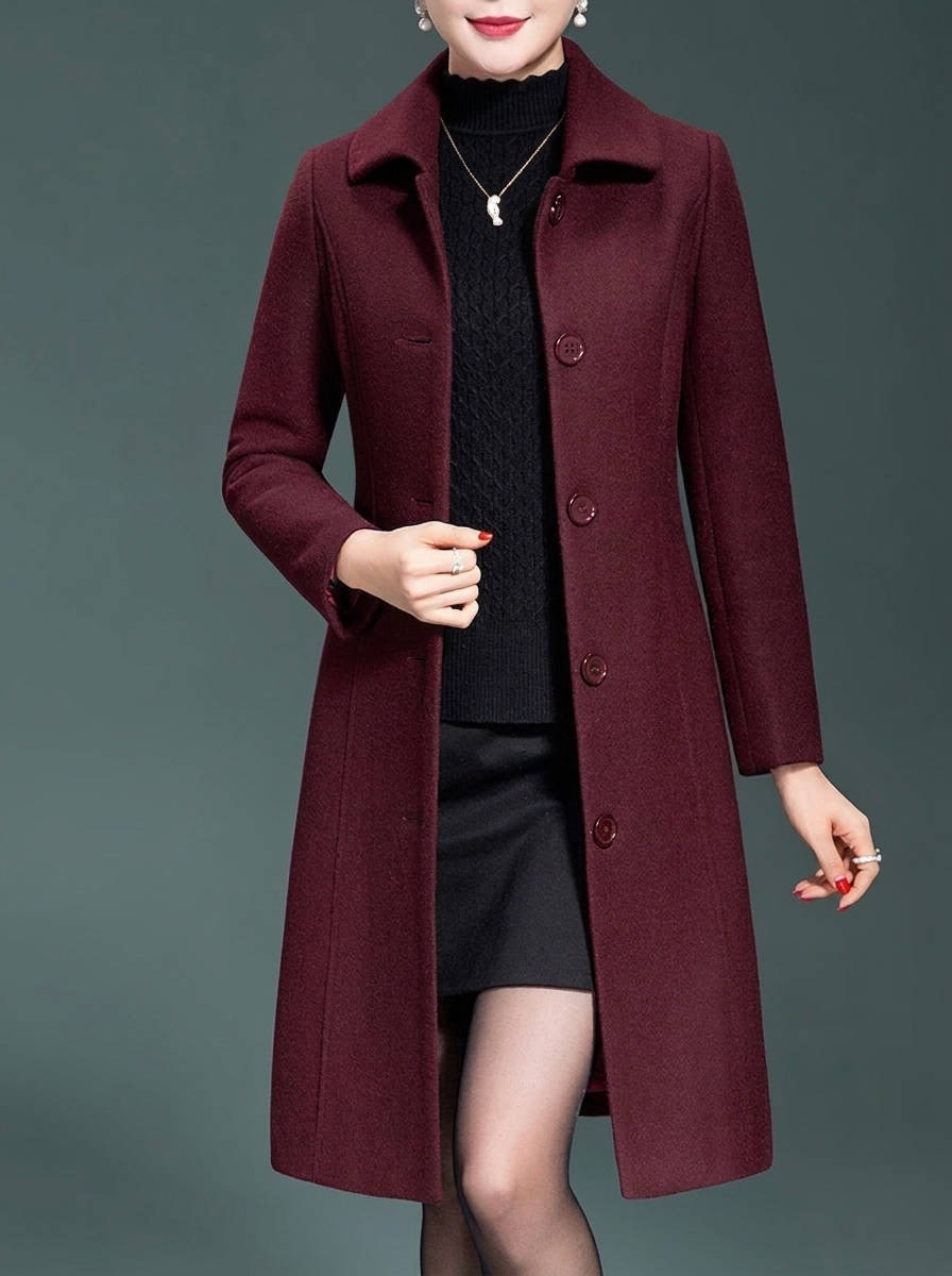 Womens Long Wool Trench Coat, Thick Winter Overcoat, Warm Outerwear