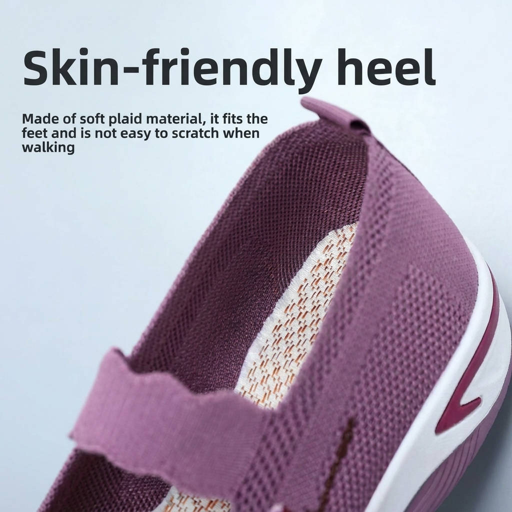 Women's Mary Jane Sneakers, Floral Embroidered Mesh Shoes, Slip on Elastic Strap Comfort Flats