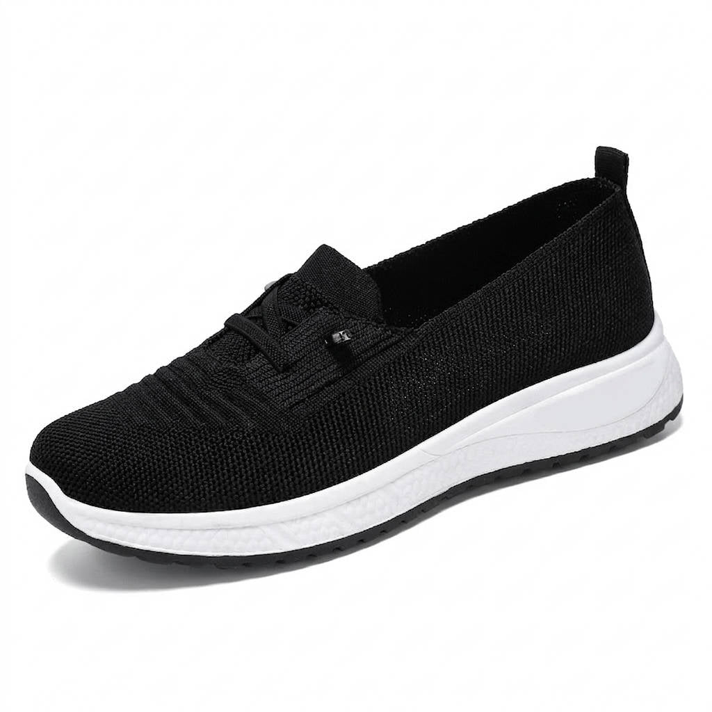 Women's Slip On Sneakers, Breathable Mesh Walking Shoes, Casual Lace Detail Comfort Loafers