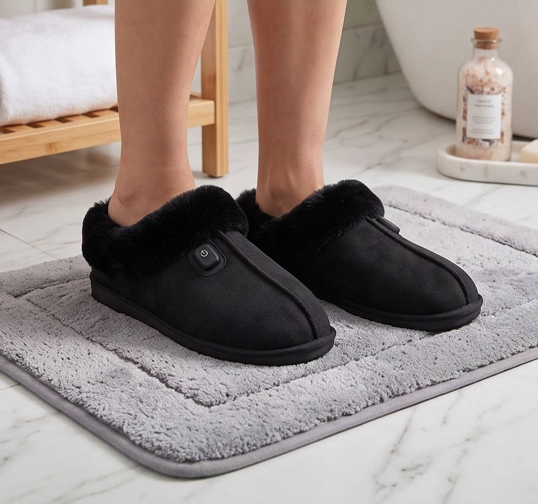 Heated Slippers, Rechargeable Electric Foot Warmer, 7.4V with 2500mAh Battery and Independent