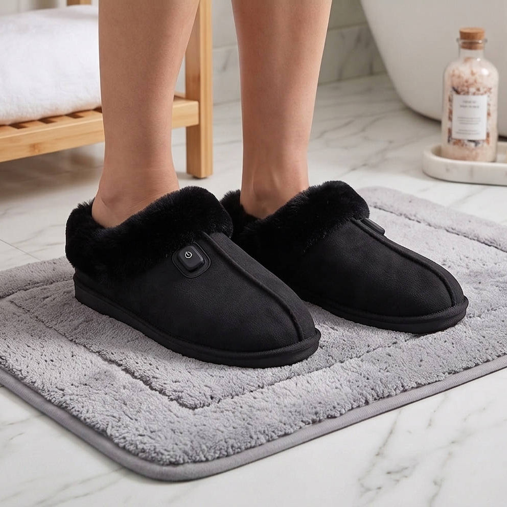 Heated Slippers, Rechargeable Electric Foot Warmer, 7.4V with 2500mAh Battery and Independent