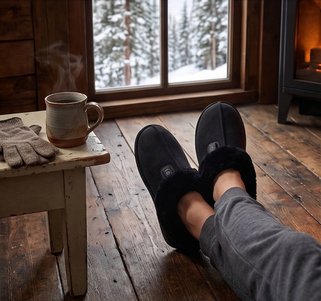 Heated Slippers, Rechargeable Electric Foot Warmer, 7.4V with 2500mAh Battery and Independent