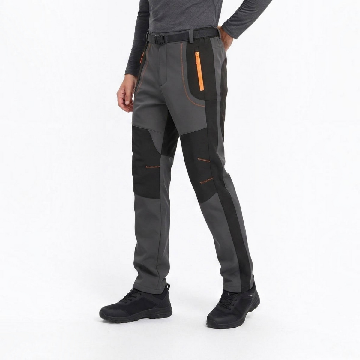 Mens Snow Ski Hiking Pants, Waterproof Fleece Lined Winter Pants with Belt for Skiing, Camping and Ice Fishing