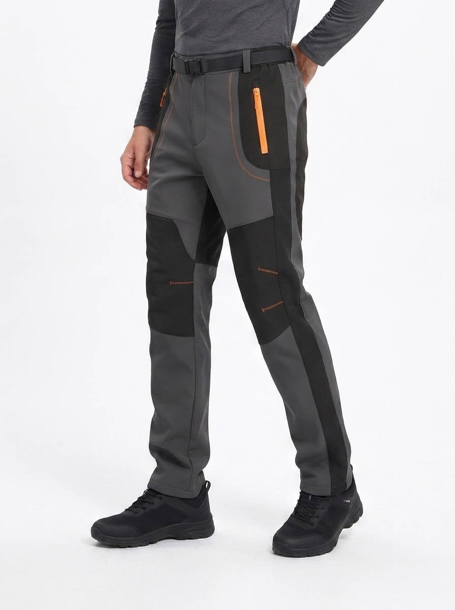 Men's Snow Ski Hiking Pants, Waterproof Fleece Lined Winter Pants with Belt for Skiing, Camping & Ice Fishing