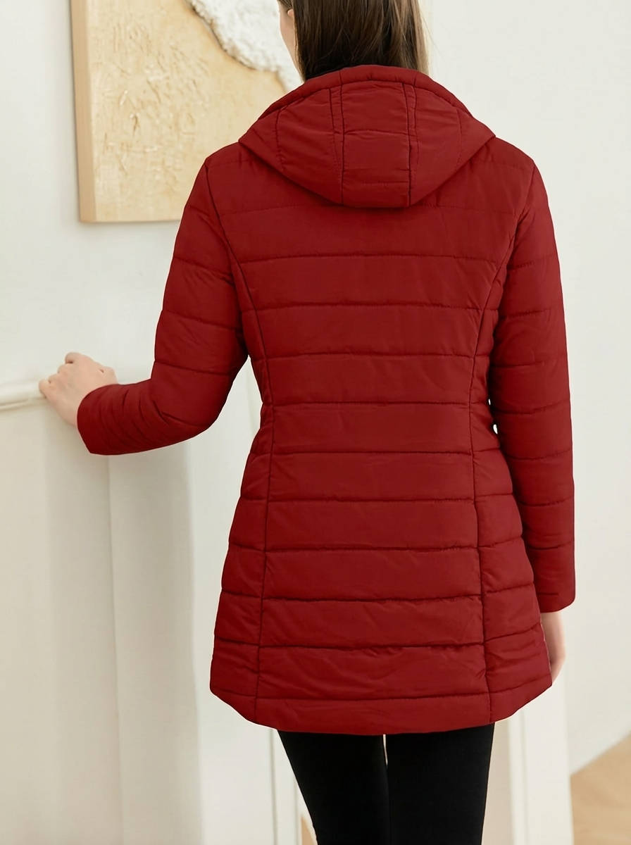 Women's Fur Hooded Puffer Coat, Long Quilted Winter Jacket, Warm Insulated Winter Outerwear